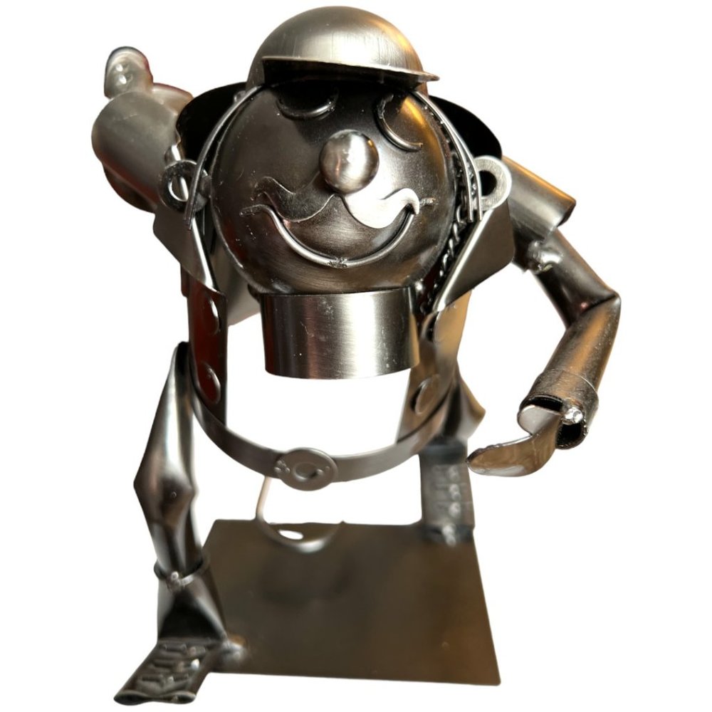 BOWLER Wine Bottle Holder Storage Caddy Recycled Metal Steel Olive Oil Vinegar - Picture 3 of 14